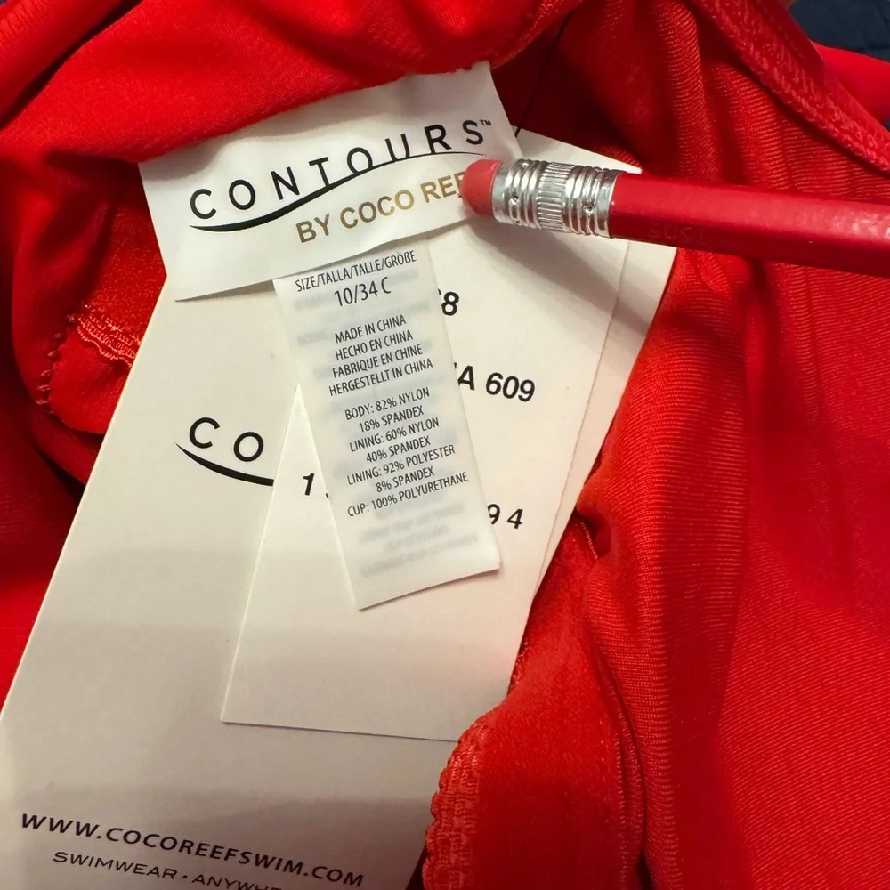Coco Contours by Coco Reef Red Asymmetric One Piece Swimsuit 10/34C - Picture 5 of 10